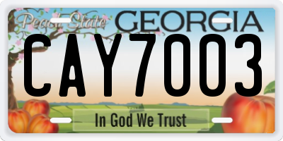 GA license plate CAY7003