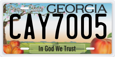 GA license plate CAY7005