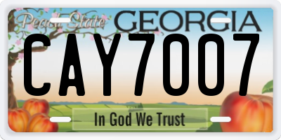 GA license plate CAY7007