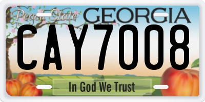 GA license plate CAY7008