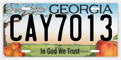 GA license plate CAY7013