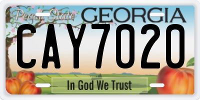 GA license plate CAY7020