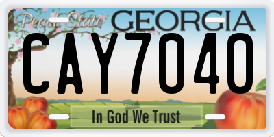 GA license plate CAY7040