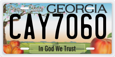 GA license plate CAY7060
