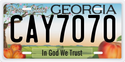 GA license plate CAY7070