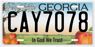 GA license plate CAY7078