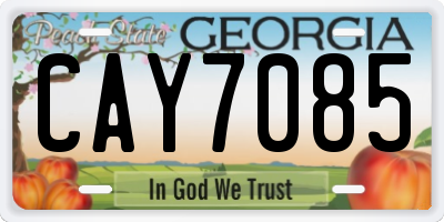 GA license plate CAY7085