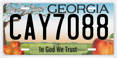 GA license plate CAY7088