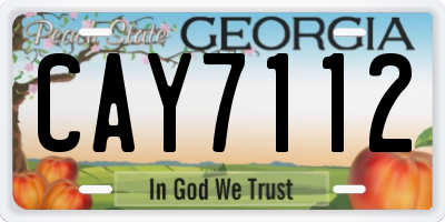 GA license plate CAY7112