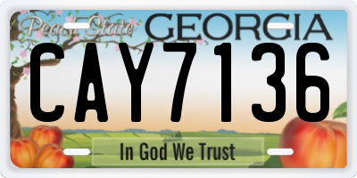 GA license plate CAY7136