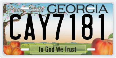 GA license plate CAY7181