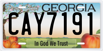 GA license plate CAY7191