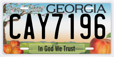 GA license plate CAY7196