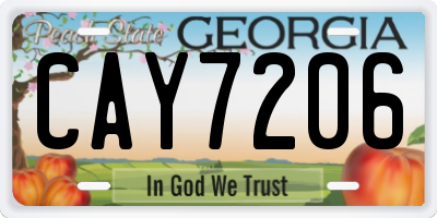 GA license plate CAY7206