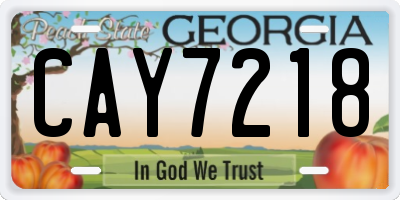 GA license plate CAY7218