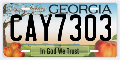 GA license plate CAY7303