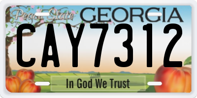 GA license plate CAY7312