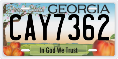 GA license plate CAY7362