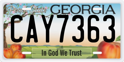 GA license plate CAY7363