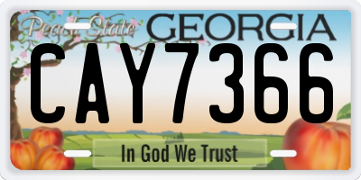 GA license plate CAY7366