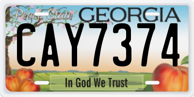 GA license plate CAY7374