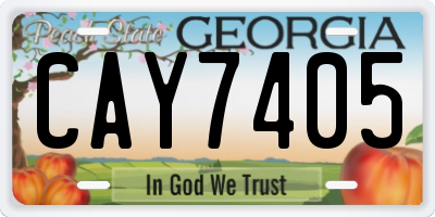 GA license plate CAY7405