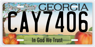 GA license plate CAY7406