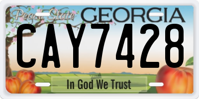 GA license plate CAY7428