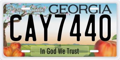 GA license plate CAY7440