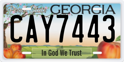 GA license plate CAY7443