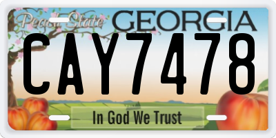 GA license plate CAY7478
