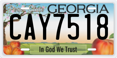 GA license plate CAY7518