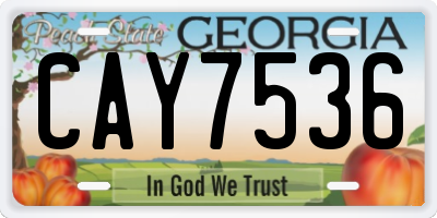 GA license plate CAY7536