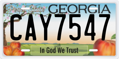 GA license plate CAY7547