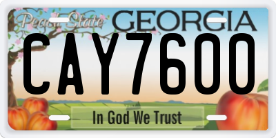 GA license plate CAY7600