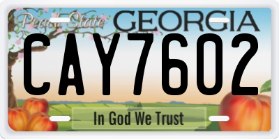 GA license plate CAY7602