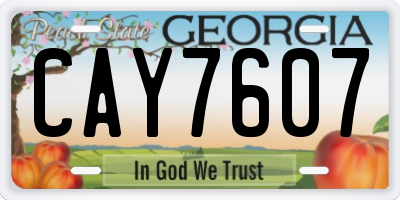 GA license plate CAY7607