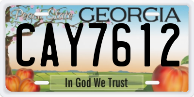 GA license plate CAY7612