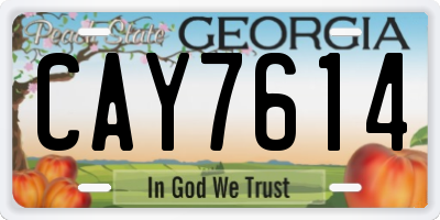 GA license plate CAY7614
