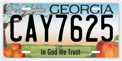 GA license plate CAY7625