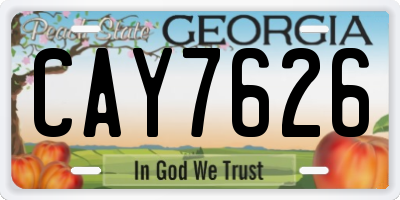 GA license plate CAY7626