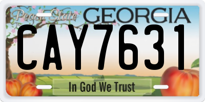 GA license plate CAY7631