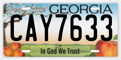 GA license plate CAY7633