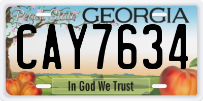 GA license plate CAY7634