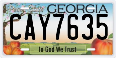 GA license plate CAY7635
