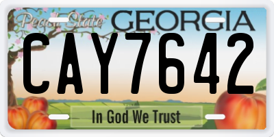 GA license plate CAY7642