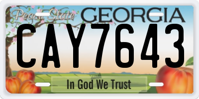 GA license plate CAY7643