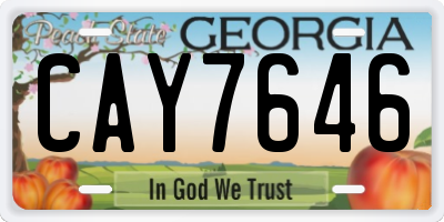 GA license plate CAY7646