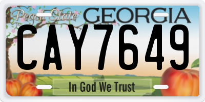 GA license plate CAY7649