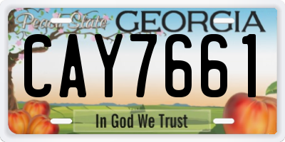 GA license plate CAY7661